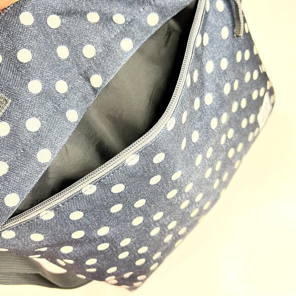 Human Crossbody Bag Women Navy Polka Dot Shoulder Adjustable Strap Zipper Tote - Picture 10 of 10